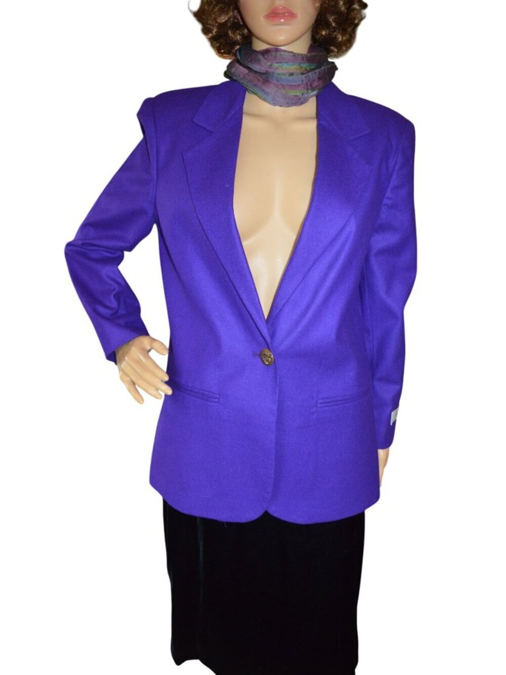 NWOT Vintage 90s Sag Harbor Royal Purple 100% Wool Blazer Women's Size 6 Petite - Picture 5 of 9